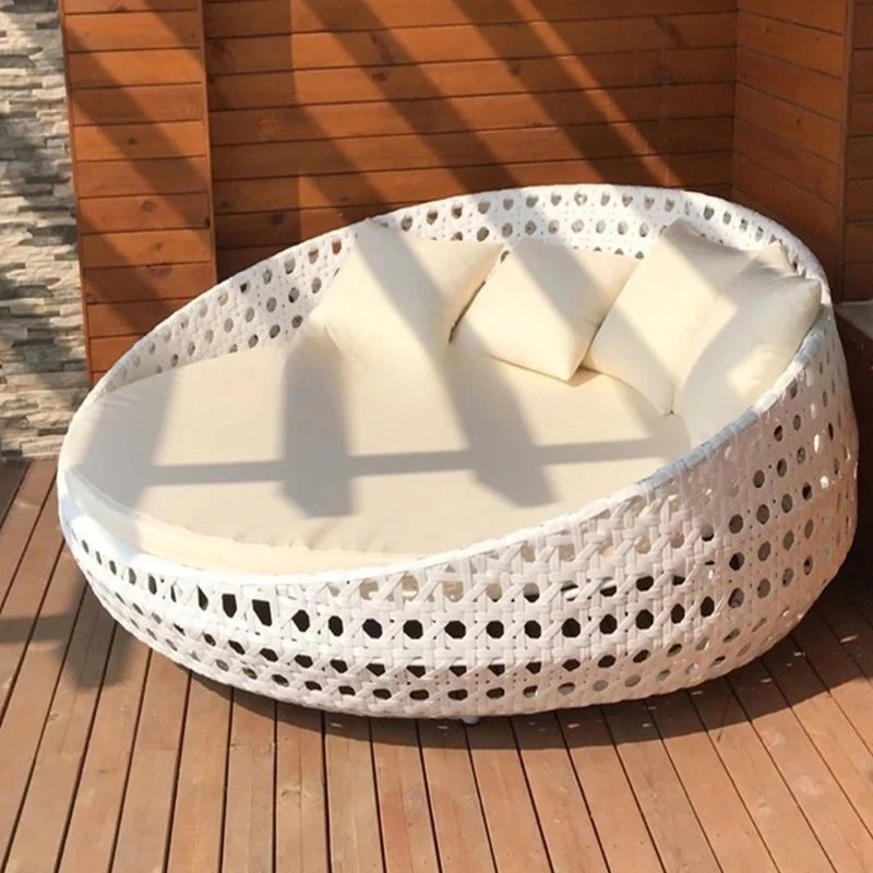 

Outdoor rattan round bed, villa pool resort imitation rattan bed, courtyard lunch break lazy round bed