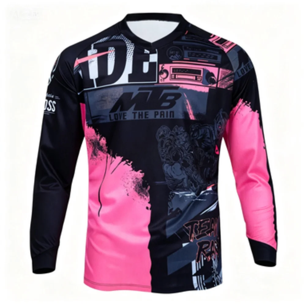 Trendy Printed Long-Sleeve Sports T-Shirt Breathable Outdoor Cycling Top Casual Athletic Wear