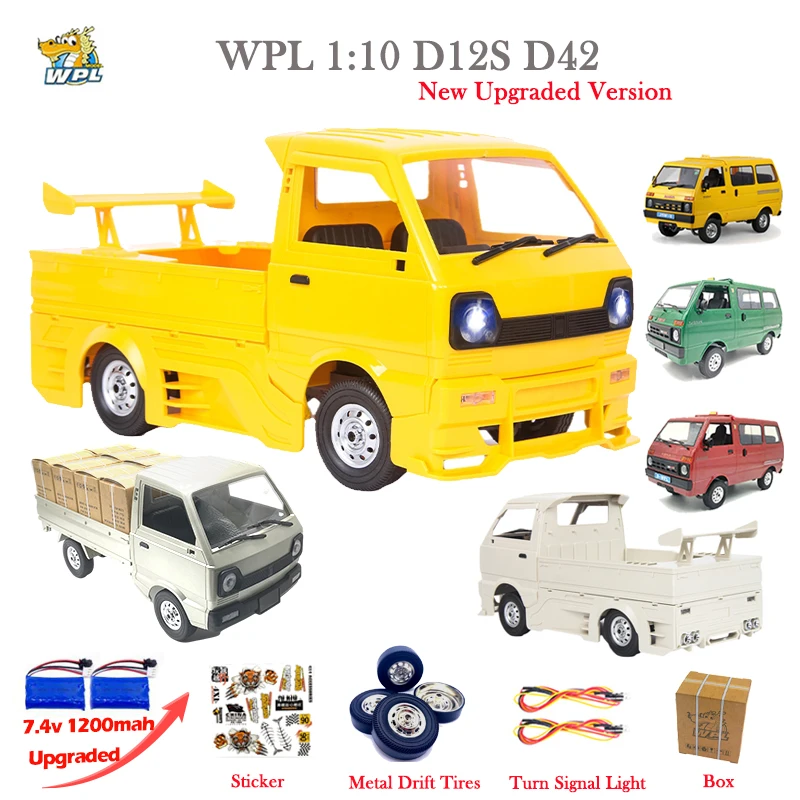 

WPL D12 D42 D12S Upgraded 1/10 RC Car 2WD Climbing Car LED Light On-road Metal Parts RC 1:10 Drift Car Truck Toys for Kids Gifts