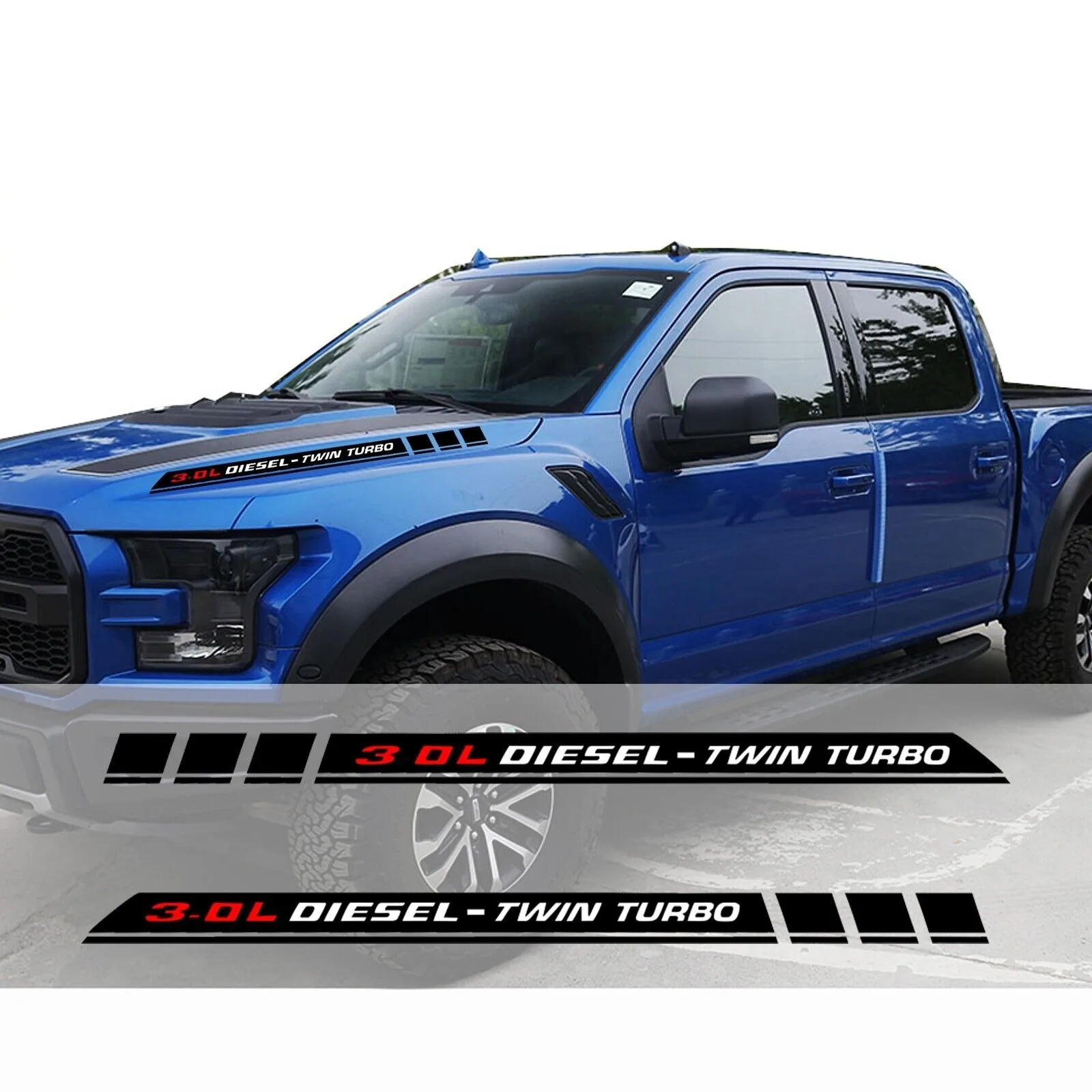 Car Hood Vinyl Decals Graphics Emblem Stickers 3.0L Diesel Twin Turbo for Ford F150 Truck Stickers car accessories 2Pcs