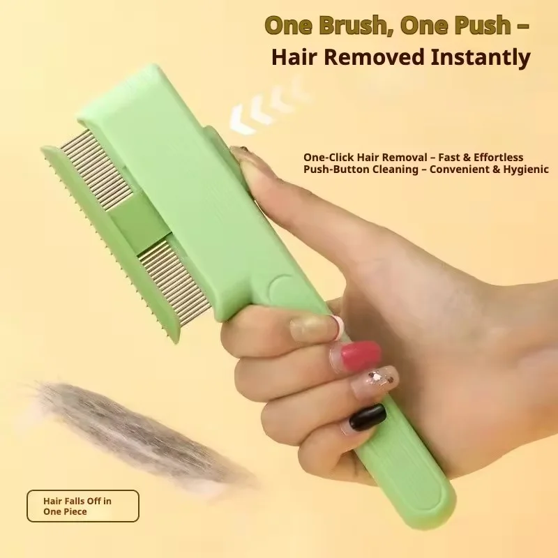 Pet Self Cleaning Dematting Comb Dog Cat Hair Remover Brush Anti Knot Floating Hair Grooming Tool Double Sided Pet Beauty Care view 2