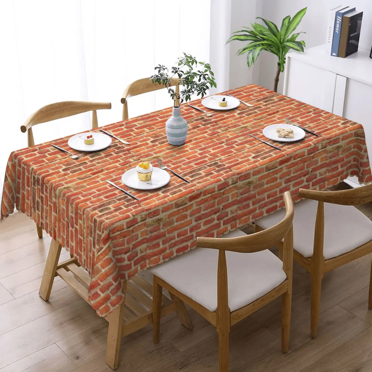 The Red Brick Wall Custom Rectangular Tablecloth Waterproof Table Cover for Festival Party Decorations Table Cloth