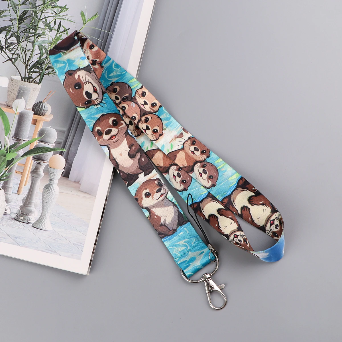 Cute Otter Neck Strap Animal Lanyard Credit Card Holders Keychain Keycord Key Holder DIY Hanging Rope Phone Accessories