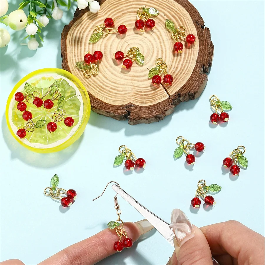Three dimensional cherry fruit pendant pendant DIY bracelet necklace earrings earrings accessories pendant accessories