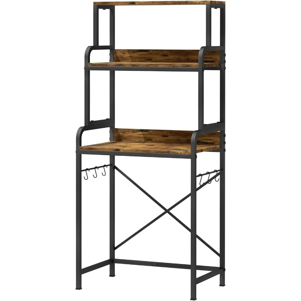 

4-Tier Compact Refrigerator with Storage, Mini Fridge Organizer, Microwave Cart with Storage, Storage Baker's Rack, Space-Saving