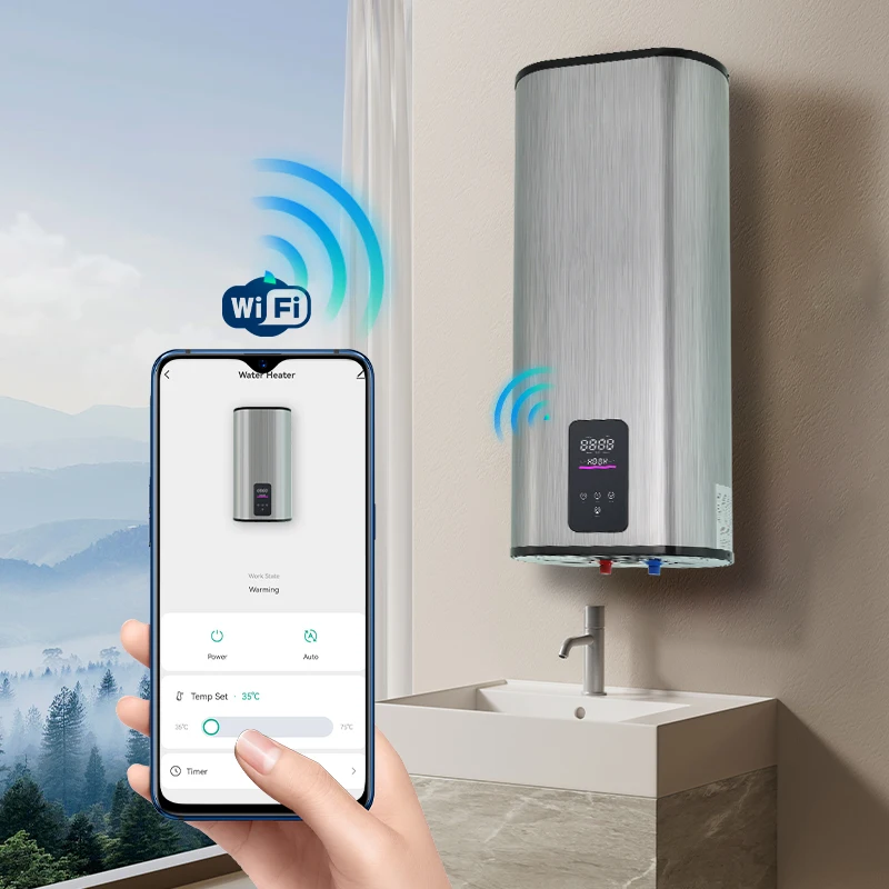Horizontal 50l Central Water Heater 220V Storage Enamel Tank Geyser Smart Water Heater for Bathroom
