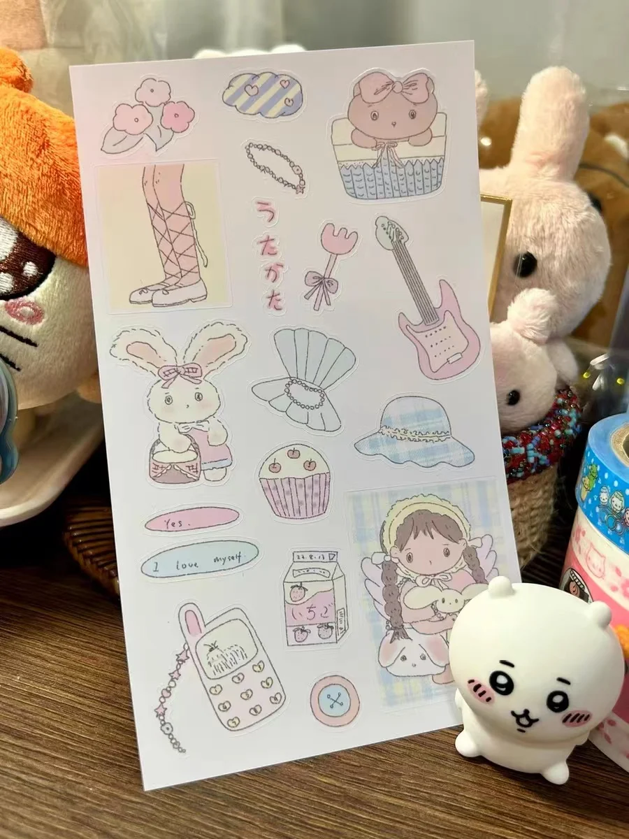 Spring girl daily life cartoon cute hand account decorative stickers