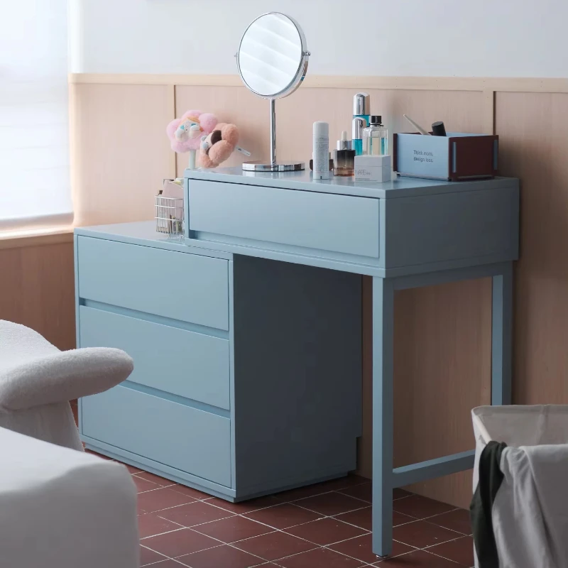 Floating dressing table, blue dressing table with retractable storage