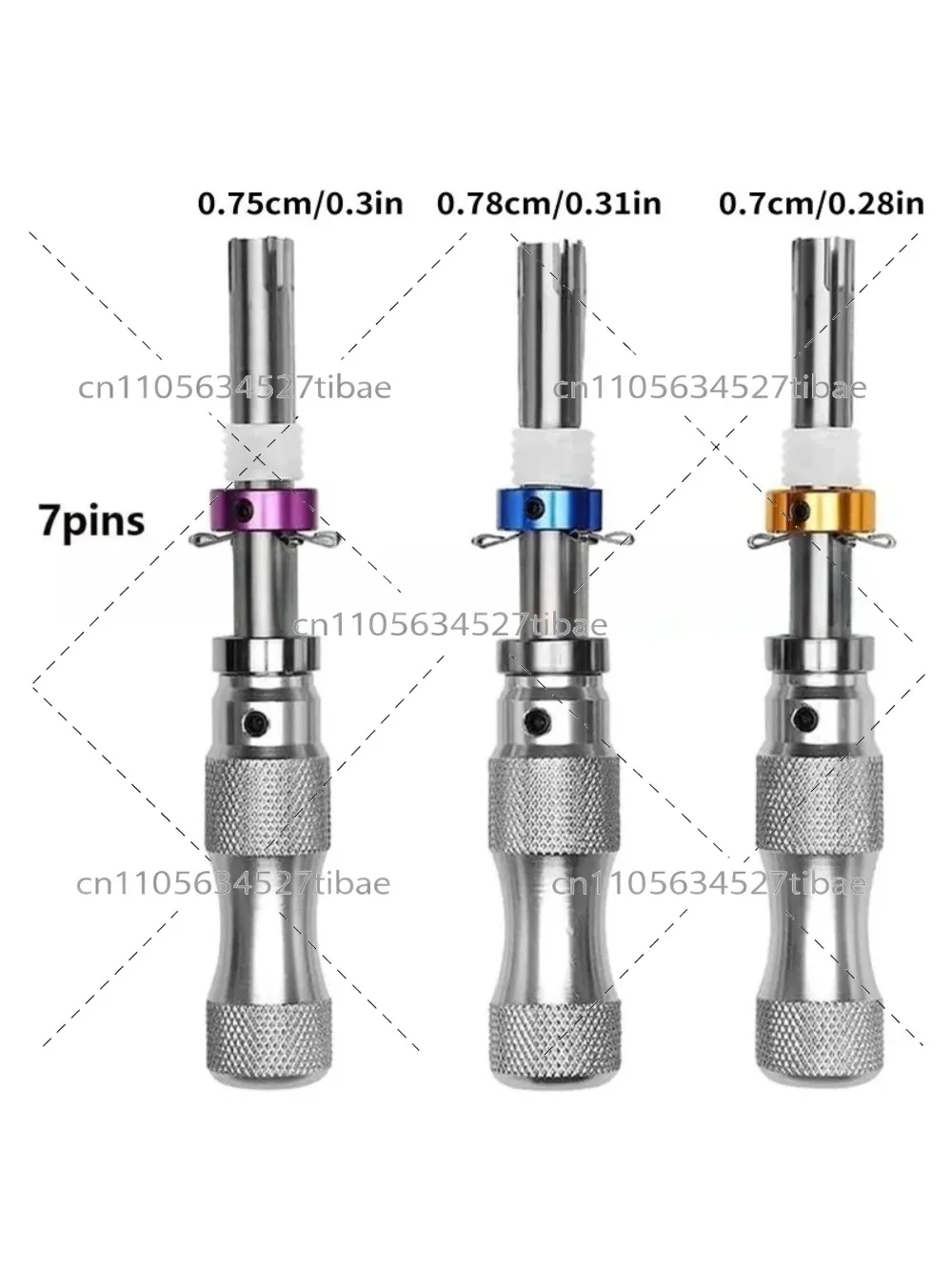 3pcs Tubular 7 Pin Tubular 7.0mm & 7.5mm & 7.8mm Lengthened Open Locksmith Hardware Repair Tools Set
