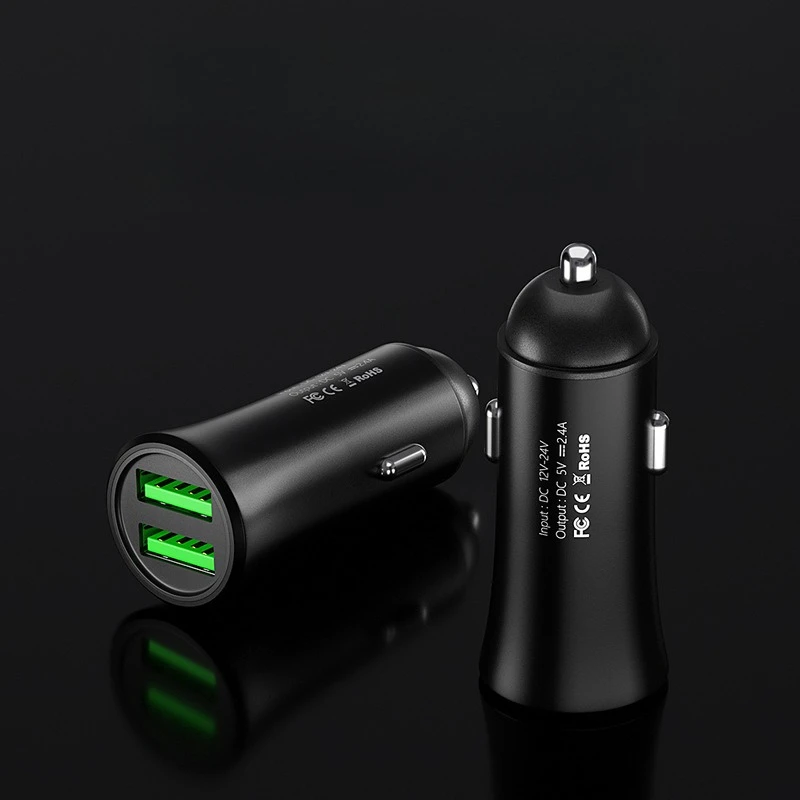 1pc Mini Car Charger Dual USB Cigarette Lighter 12W Mobile Phone Car Charger Electronic Attachment