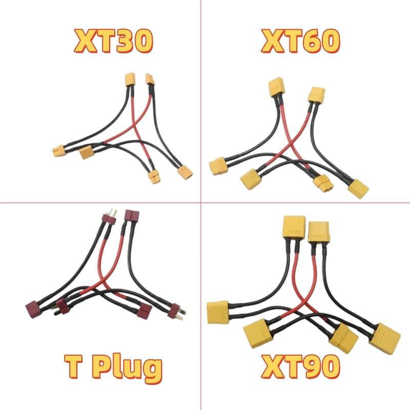 XT30 XT60 XT90 T Plug Connector Male to Female 14AWG/16AWG 10CM Battery Adapter Series Y Shape Rc Helicopter Connection Cable