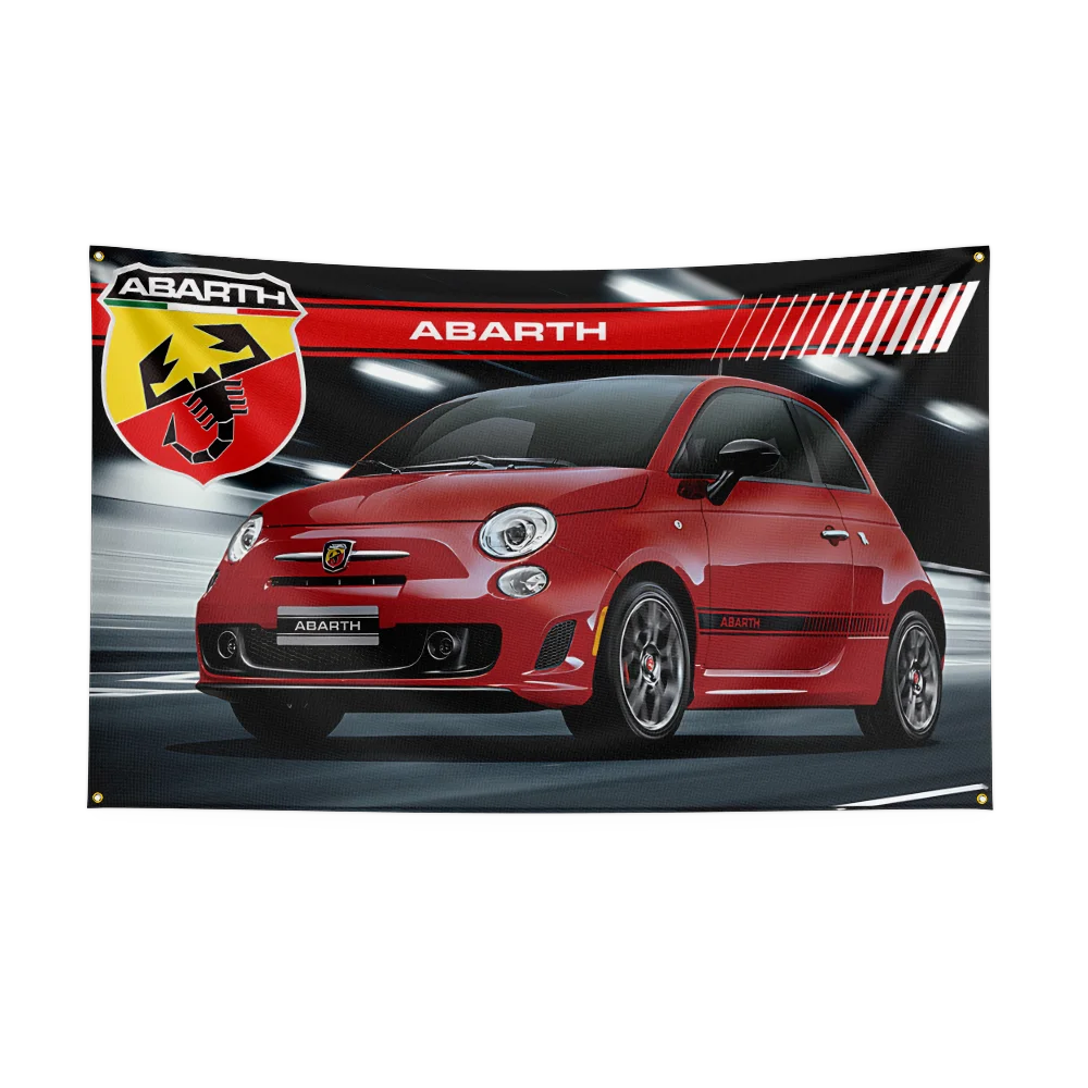 A-AbarthS Car Flag Banner 3x5ft Polyester with Brass Grommets HD Printing Exhibition, Racing, Car Fans, Porch, Garage Decoration - Detail 1