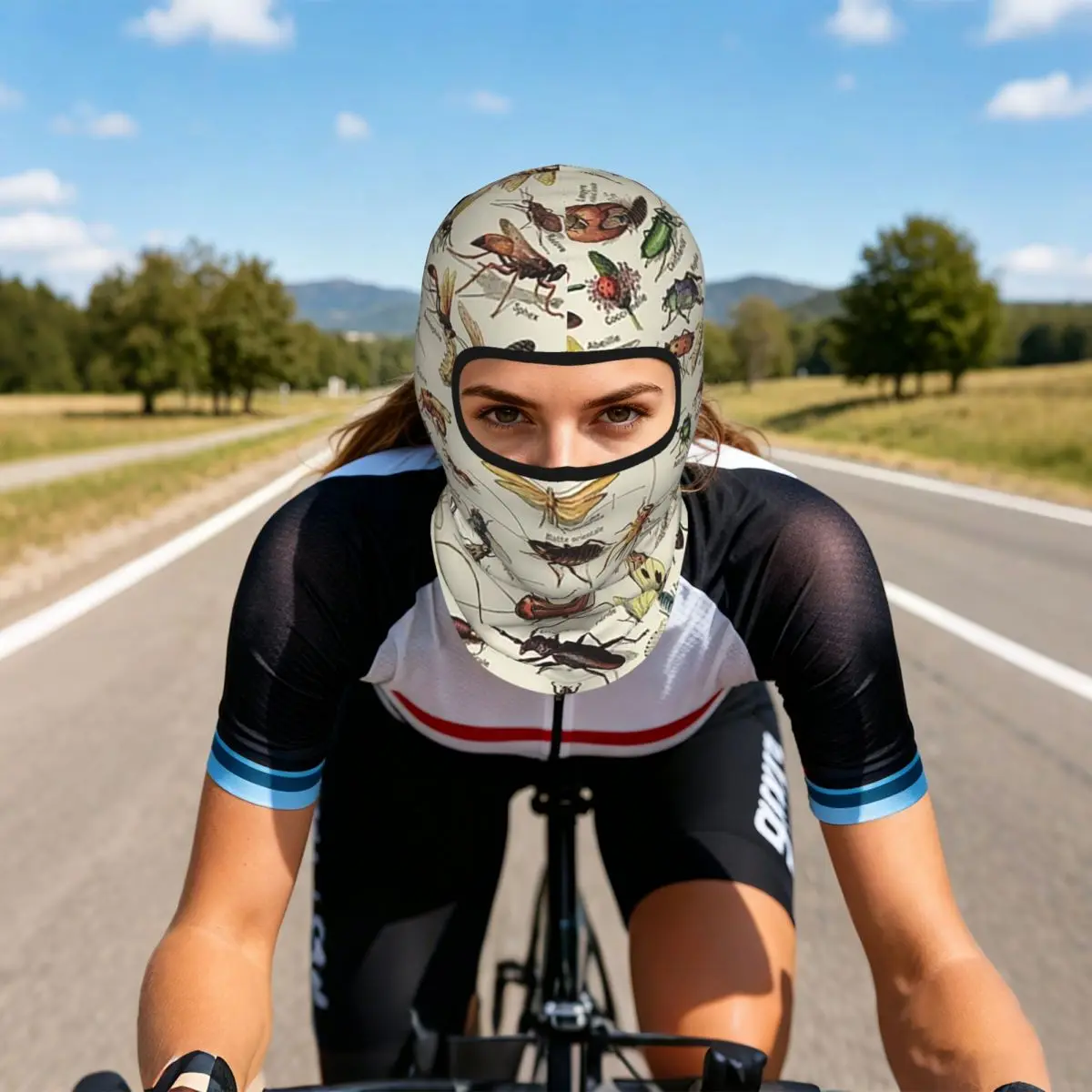 Insects Chart. Scientific Illustration Text In French Balaclava Full Face Mask Sun Protection Neck Gaiter For Motorcycle Cycling