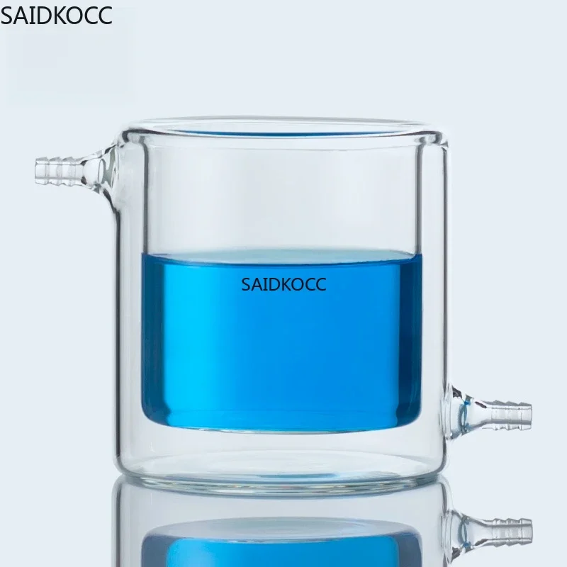 

SAIDKOCC Thicken Double Layer Glass Jacketed Beaker Reaction Flask Reactor Vessel Tank Lab Jacket Beaker 100/250/500/1000ml