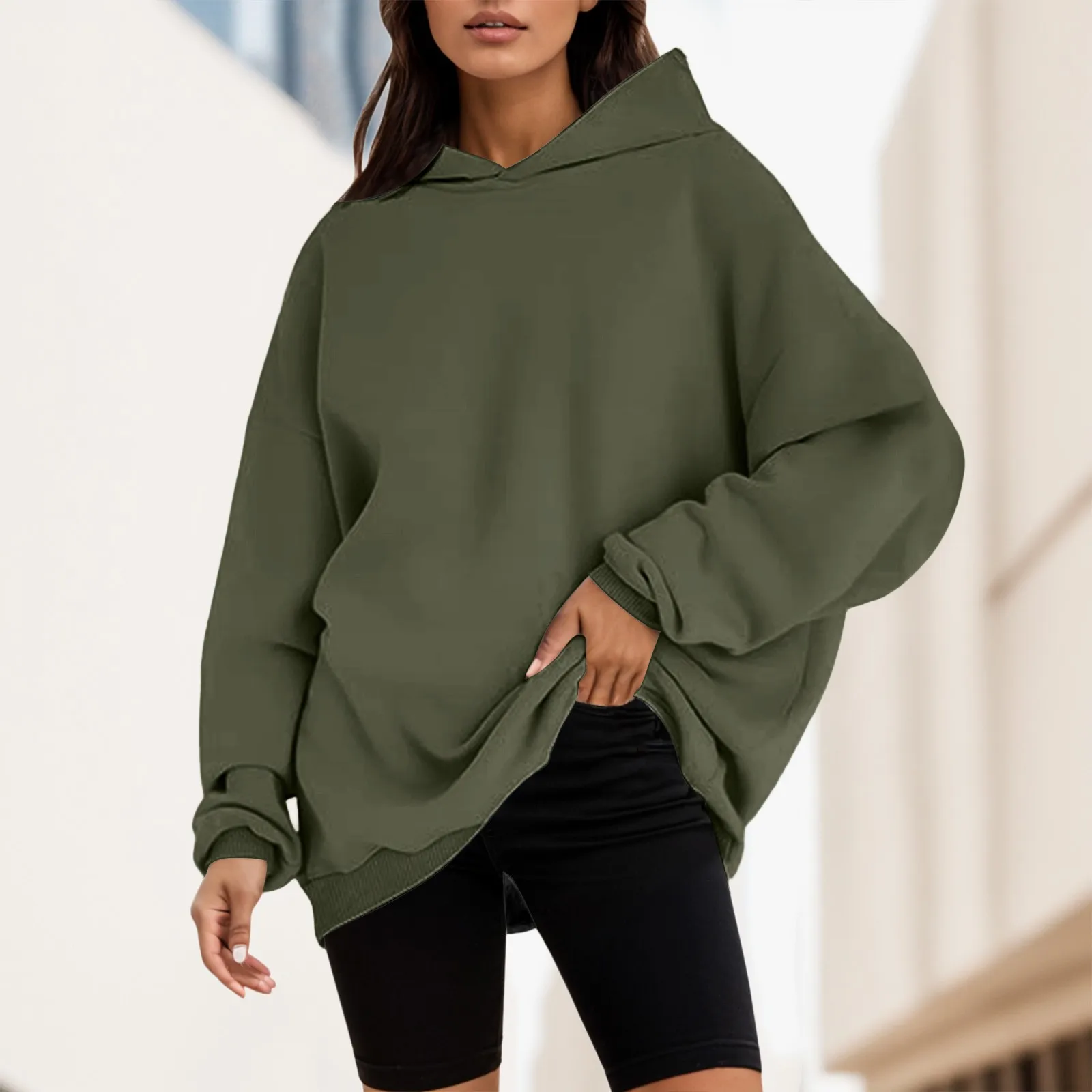 Womens Oversized Sweatshirts Pullover Hoodies Artificial Short Velvet Oversized Hoodies Fleece Hooded Sweatshirts Comfy Casual