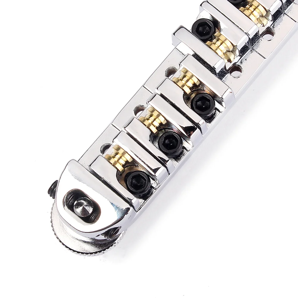 

Ga108a Roller Saddle Locking Bridge Silver Electric Guitar Tremolo Tailpiece Locking Posts Adjustable Saddles Guitar Parts