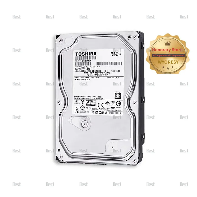 1 тb toshiba gik de vigilância disco dvgido видеорегистратор nvr монитор жесткий диск hd interno sata iii 6 ГБ/с 5400 об/мин 128 МБ 3,5disco Pridgido 95new