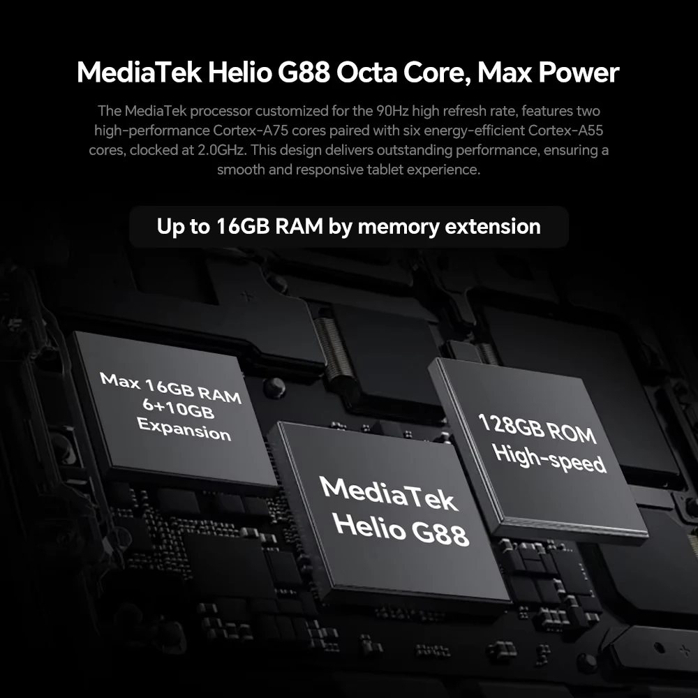 Teclast T60 Plus Tablet 12 polegadas 2000*1200/Android 14/6GB RAM/128GB ROM/MTK Hrilo G88 8 Core/8000mAh/WiFi 2.4G + 5G/13MP + 8MP Câmera