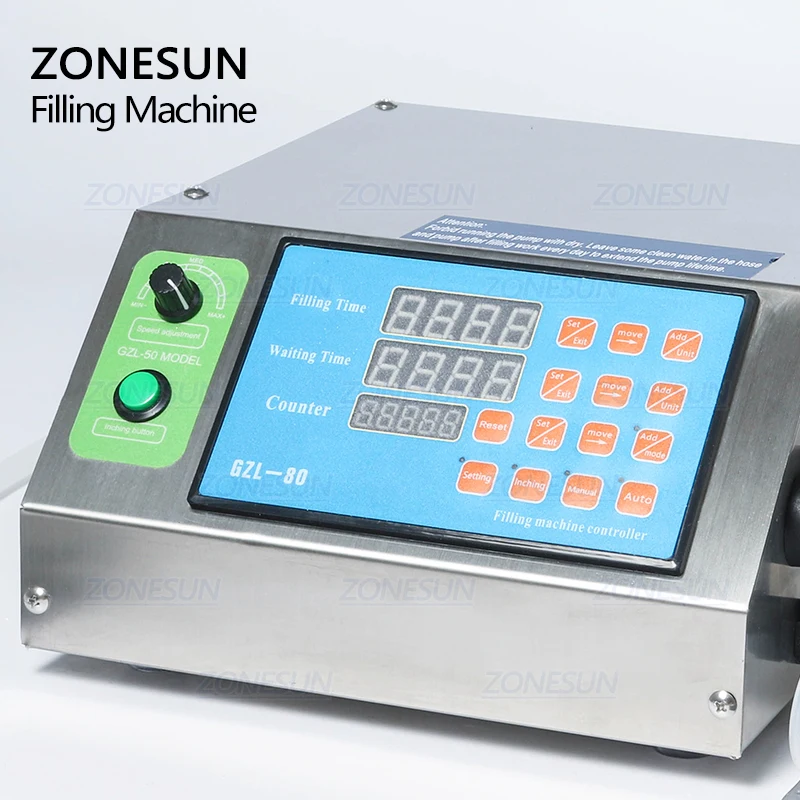 ZONESUN Gear Pump Bottle Water Filler Semi-automatic Liquid Vial Desk-top Filling Machine for Juice Beverage Oil Perfume Filler