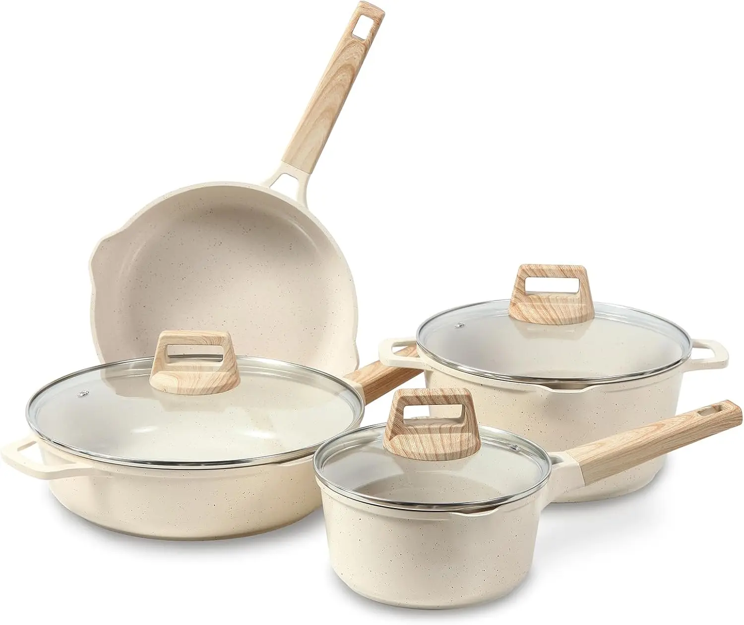 

Наборы посуды с антипригарным покрытием, набор кастрюль и сковород с керамическим покрытием, кухонный набор для приготовления пищи, совместимый со всеми плитами (газ, электрический)