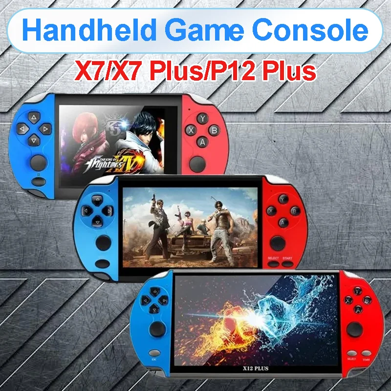 Console di gioco portatile X7/X7 Plus/X12 Plus 4.3/5.1/7 pollici schermo HD Console retrò lettore Audio Video portatile 2500 giochi classici