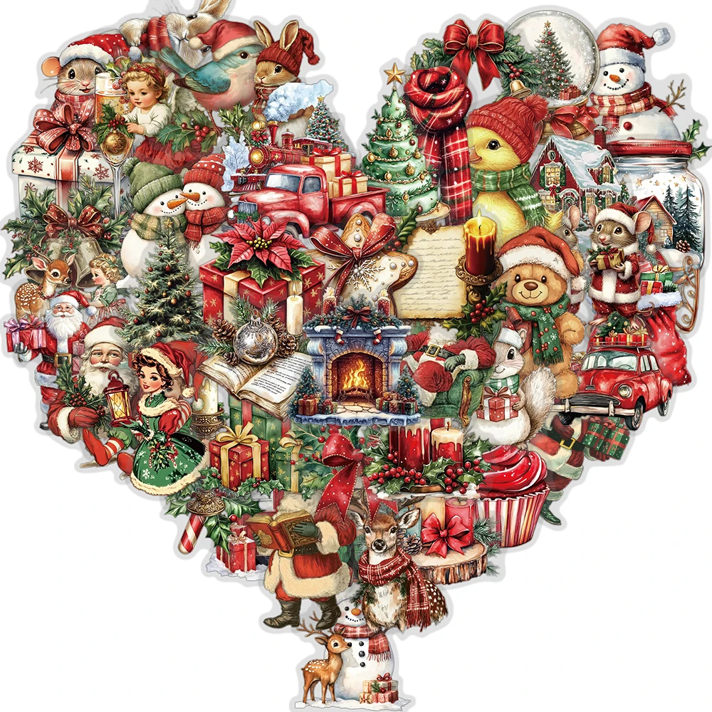 50PCS Happy Vintage Christmas Stickers Scrapbooking Creative Living Room Cool Laptop Phone Stationery Cafe Suitcase Sticker