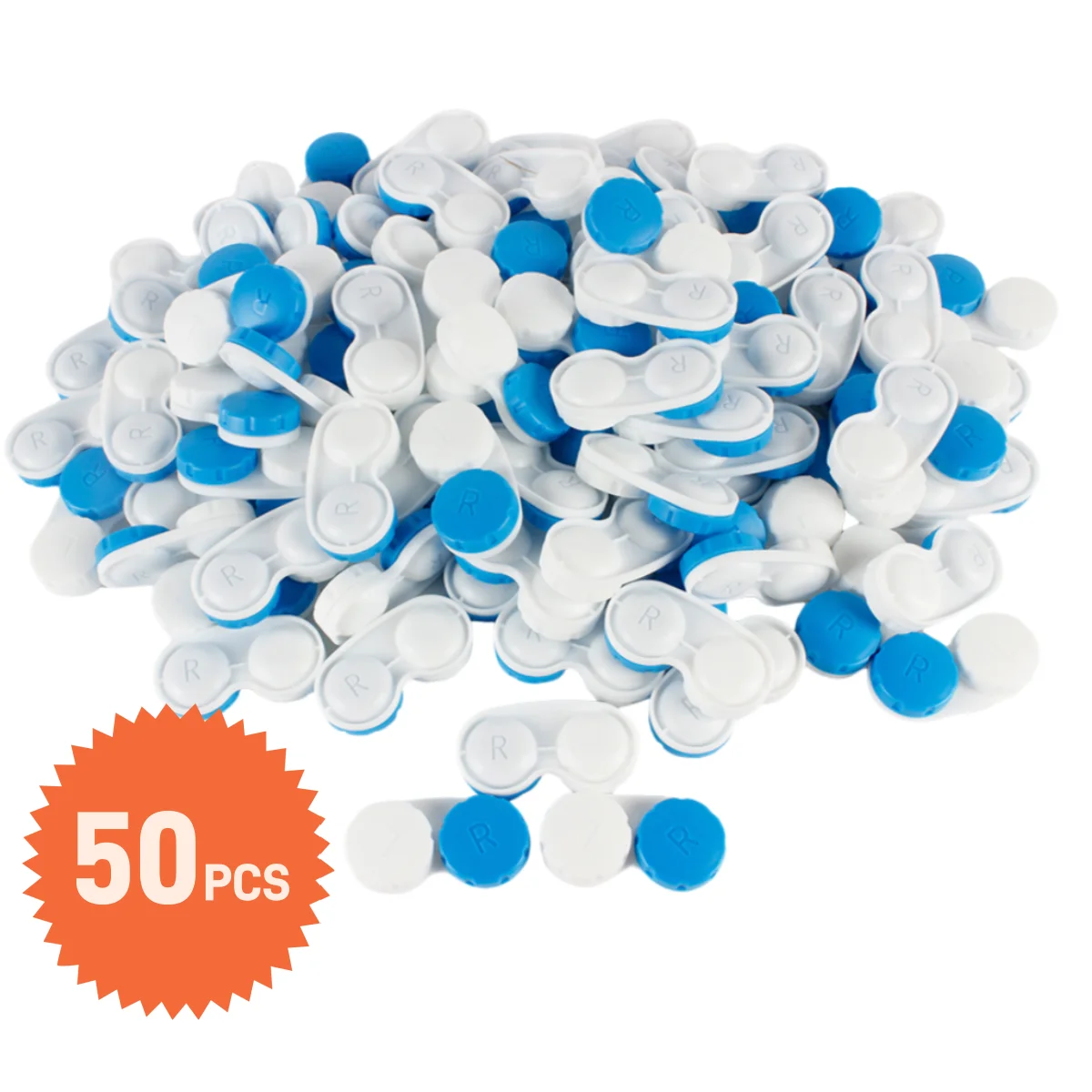 

50 Pcs Contact Lens Case Large Size Storage and Care Companion - Dual Box - Multiple Colors