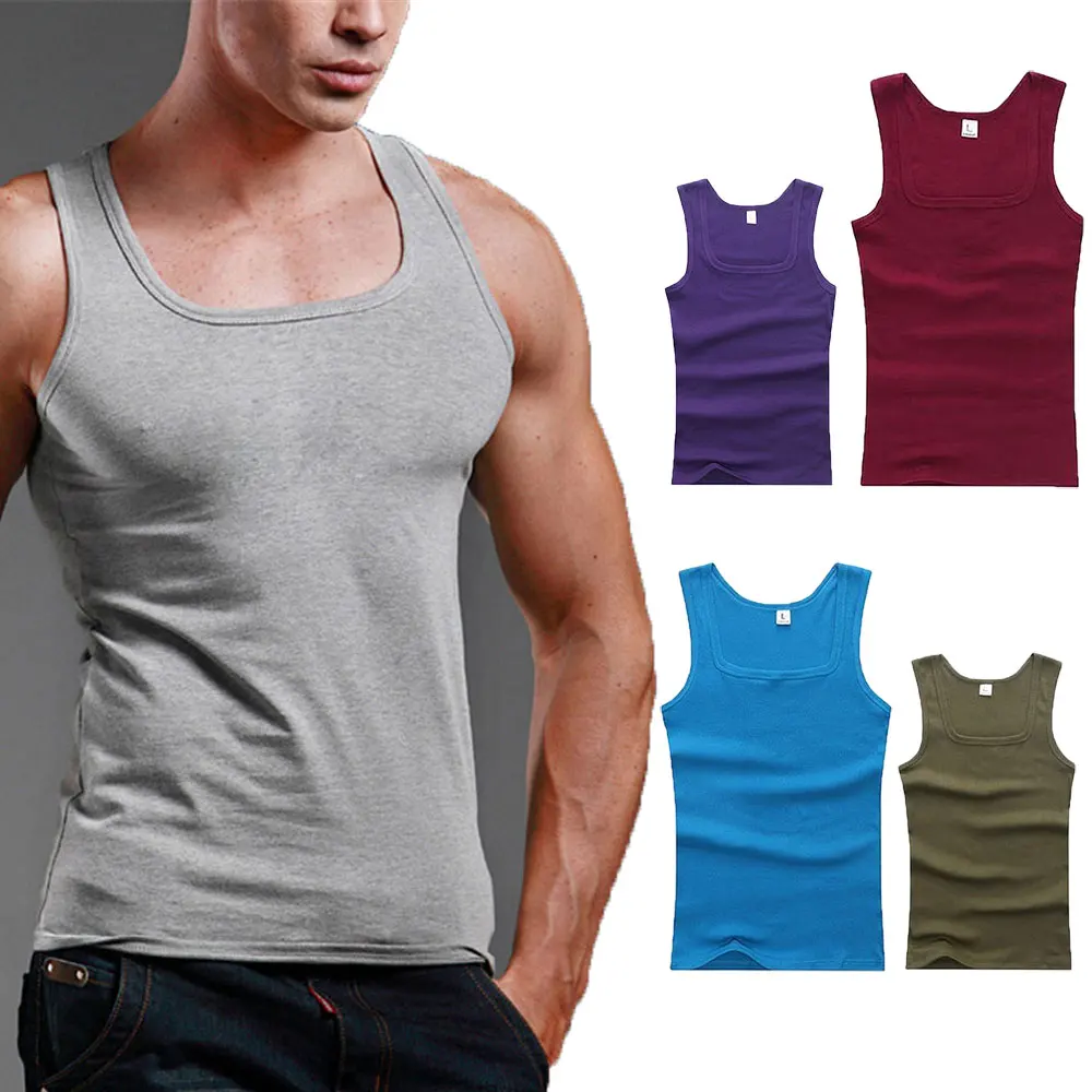 Casual Men Vest Cool Fitness Vest Sleeveless Tops Undershirt Plus Size Men Clothing Tank Tops Summer Black White Gray Vest Male