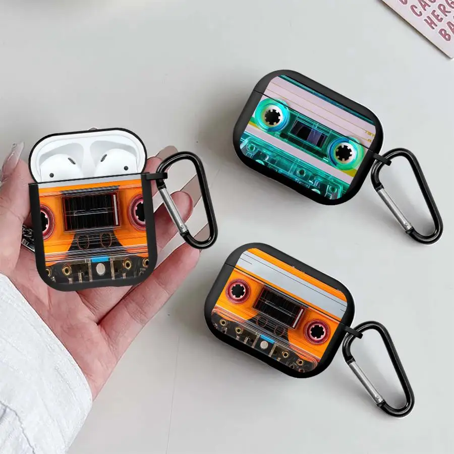 Nostalgische Hülle mit Magnetbandmuster für Airpods 1 2 Pro Pro3 Pro2 4 3 Kopfhörerhüllen