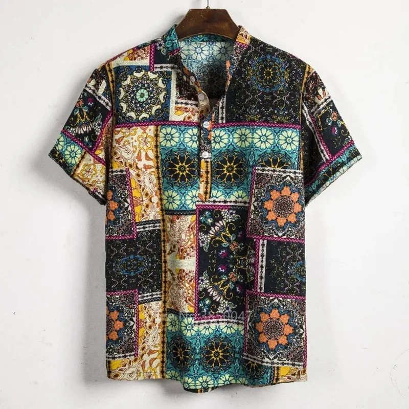 African dashiki print dress men male fashion casual streetwear ethnic club sexy short sleeve linen summer top shirt CL mn7