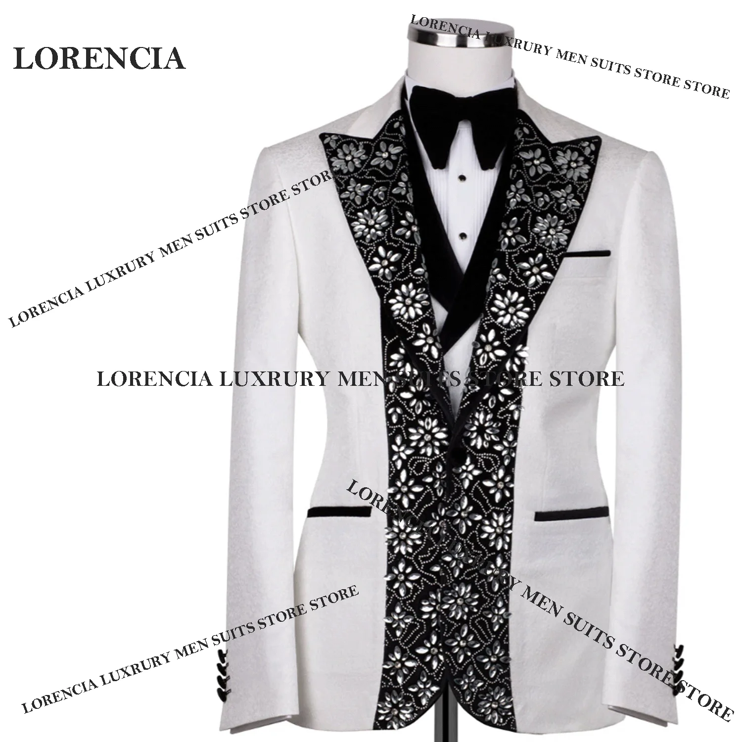 

Sparkly Diamond Sequin Men Suits Customized Applique Crystal Wedding Tuxedos Slim Ropa hombre 3 Pieces Sets Groom Male Blazers