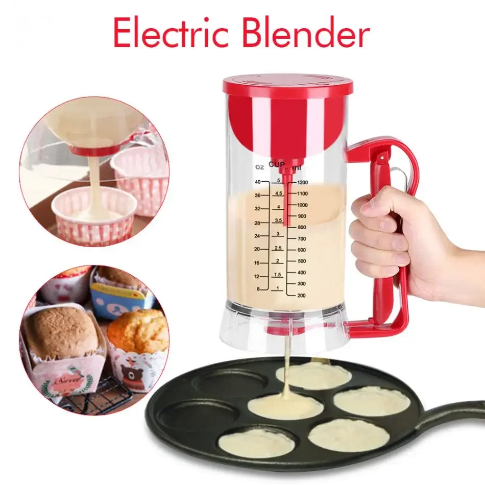 Cordless Electric Batter Mixer Dispenser Pancake Cupcake Waffle Maker - Kitchen Whisk Baking Tool