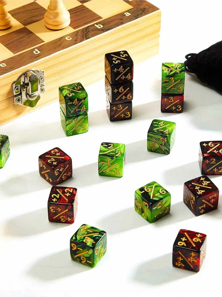 16mm 6 Side Dobbelstenen Tellers + 1 Kinderen Speelgoed Tellen Voor MTG De Verzamelkaart Gaming Token Loyaliteit gift 10 stks/zak - afbeelding 2