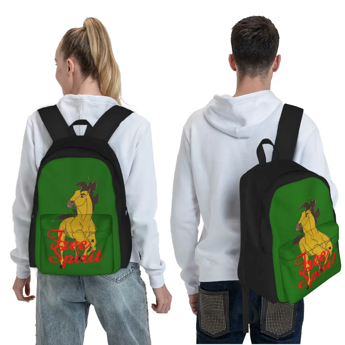 Free Spirit Horse Student Backpack School Bag Hiking Travel Daypack for Men Women Fashion Bookbag Shoulder Bags
