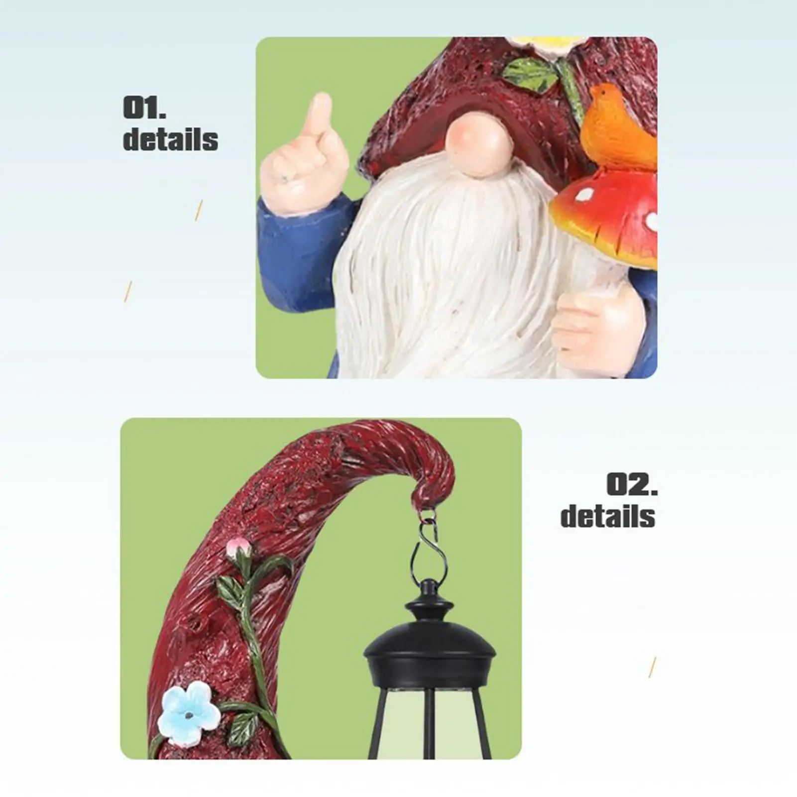 

Gnome Solar Lights Outdoor Garden Resin Garden Statues with LED Light Outdoor Patio Decor for Patio Terrace Deck Backyard