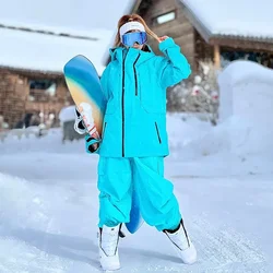 Conjunto de chaqueta y pantalones deportivos para mujer, traje de Snowboard de 2 piezas, conjuntos de esquí para exteriores, ropa de nieve para mujer a prueba de viento para montaña, invierno, 2025