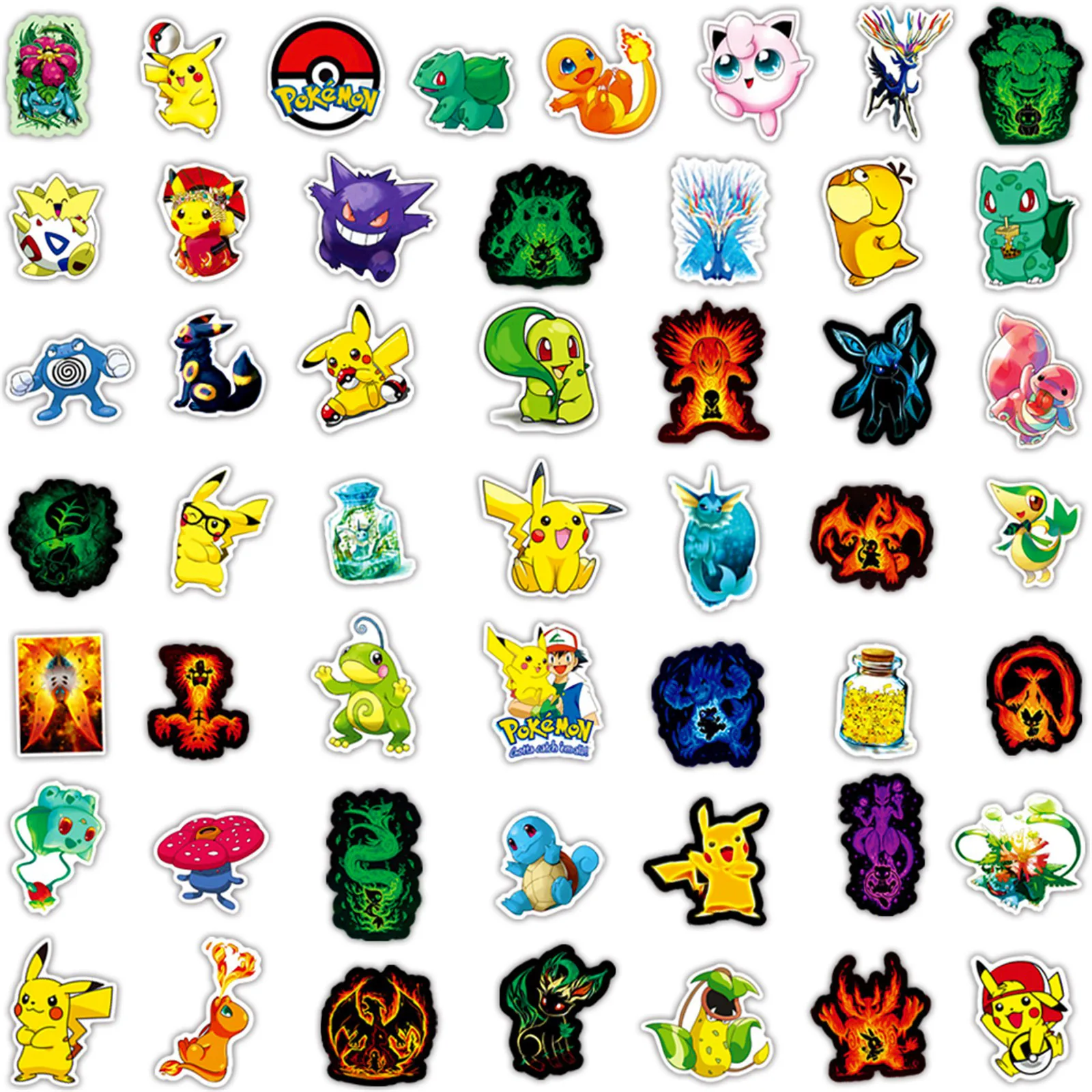 50pcs Pokemon Reda Duck skin Kachu suitcase electric bike helmet body cartoon personality graffiti stickers