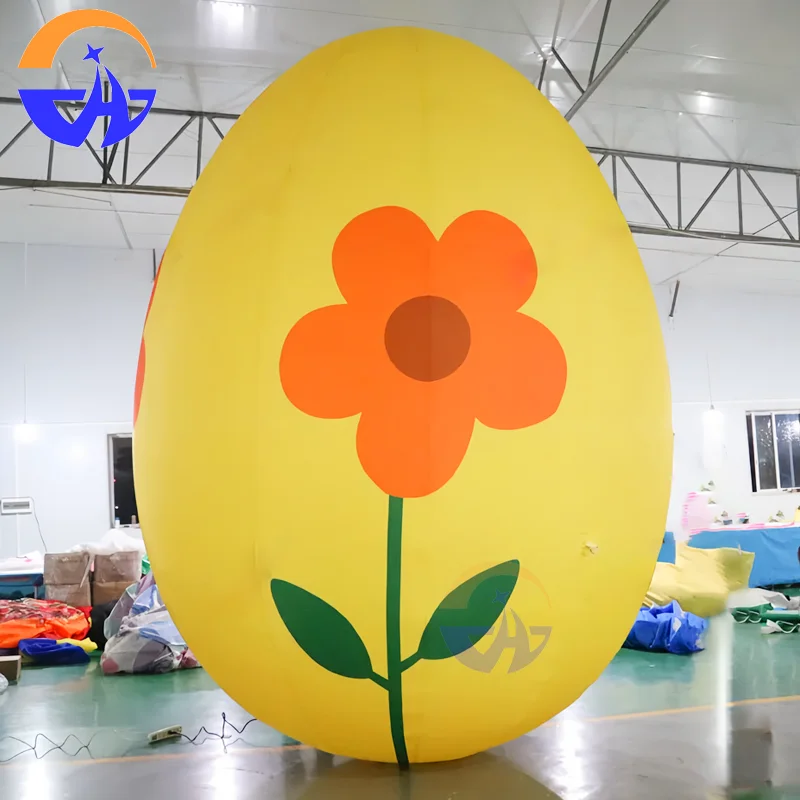 Kolorowe Malowane Nadmuchiwane Jajo Wielkanocne z Podświetleniem LED, Duży Model Jaja z Pompką do Dekoracji Festiwalowych na Zewnątrz