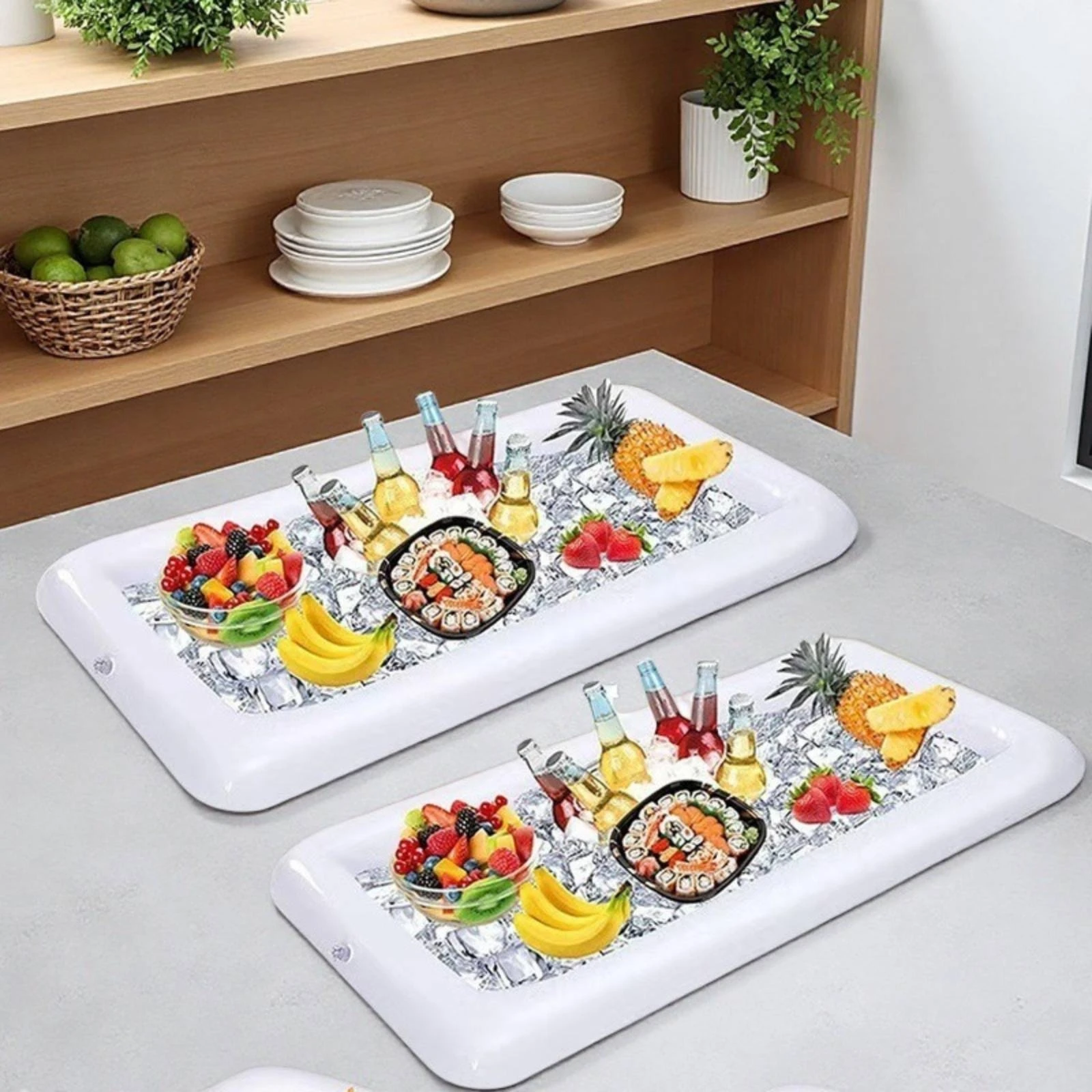 Inflatable Ice Tray Portable Inflatable Serving Bar Buffet Cooler Easy to Inflate Container Versatile for Party Hosts