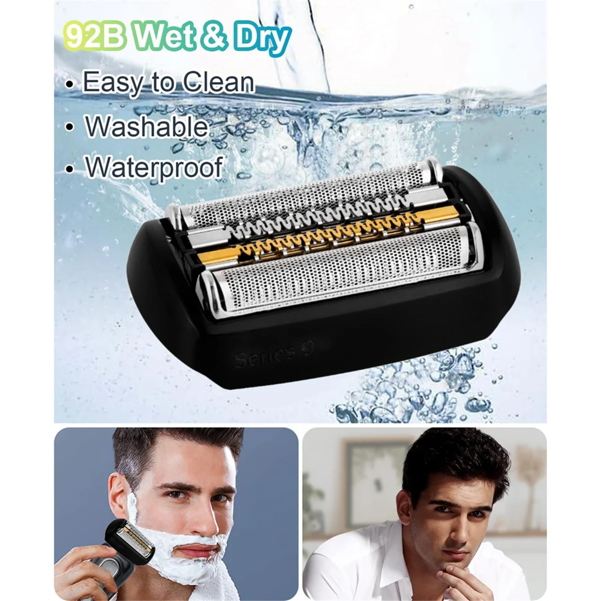 Testina di ricambio 92S per rasoio a lamina serie Braun 9 9040s, 9292cc, 9293s, 9295cc, 9296cc, 9297cc, 9299s