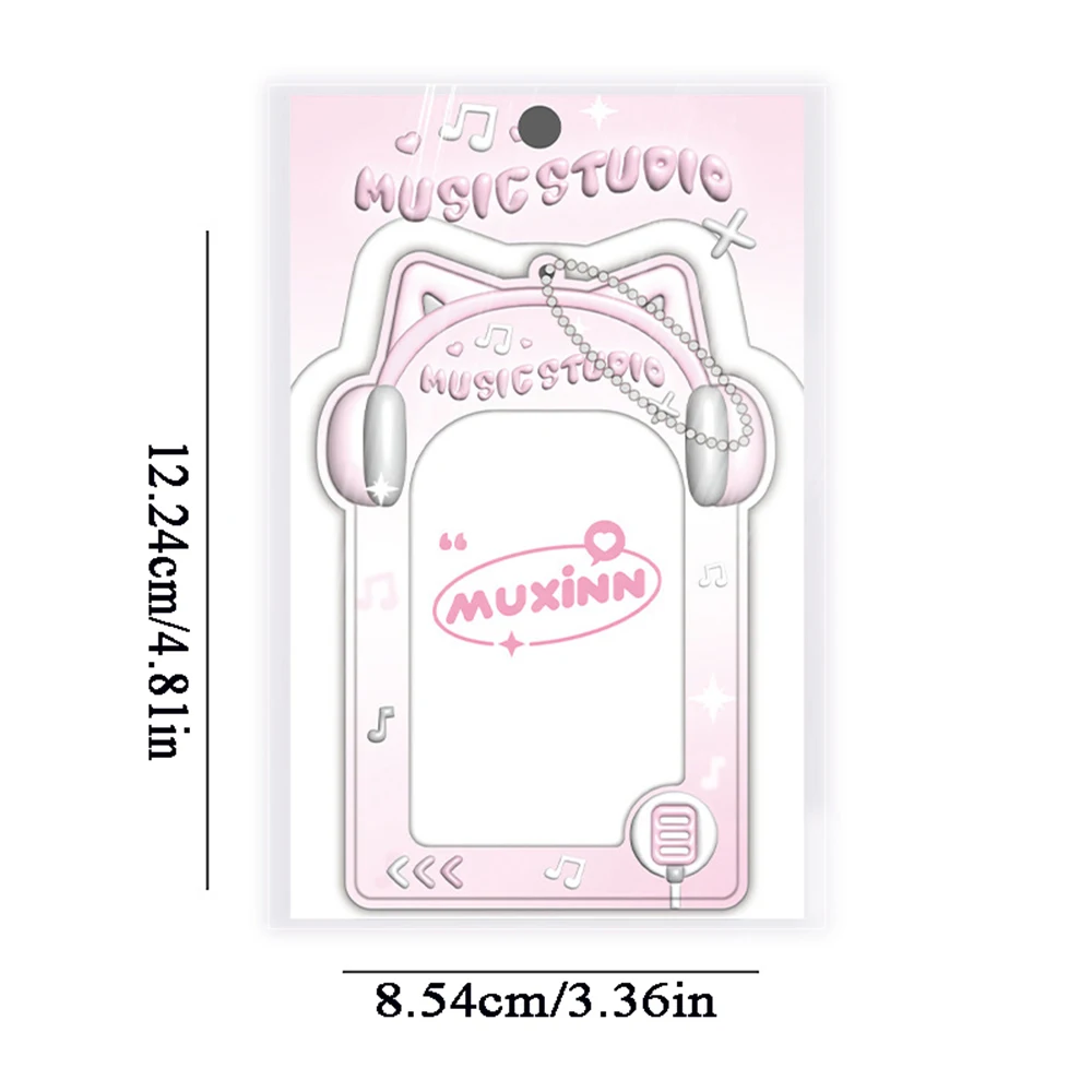 PVC Headphone Pattern Card Holder Key Chain Ins Idols Cards Photocard Holder ID Badge Holder Pendant Decorative Card Sleeves