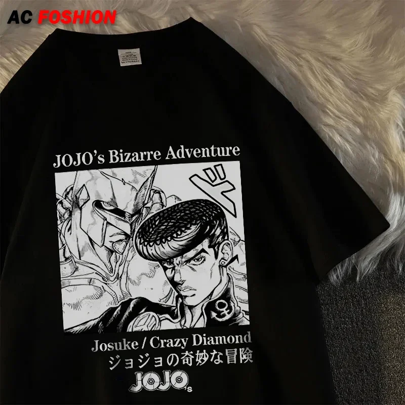 Men\'s T Shirt Japanese Anime Jojo Bizarre Adventure Print T-shirt Short Sleeve Casual Oversized T-shirt Streetwear Man Tops Y2k