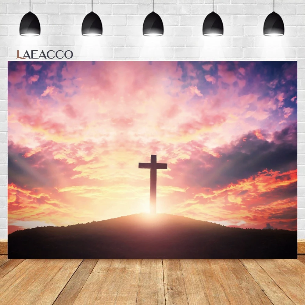 Laeacco Jesus Christ Cross Backdrop Holy Light Beams Dove Peace Symbolic Church Decor Christian Portrait Photography Background