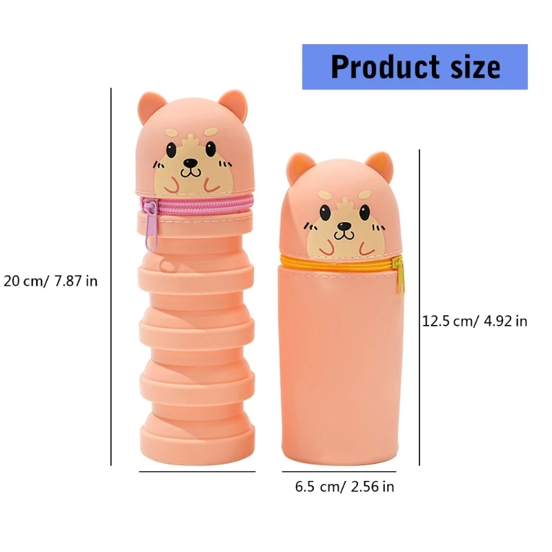 2Pcs Cartoon Pen Case Telescoping Pencil Bag Zippered Pen Pouches Pencil Case