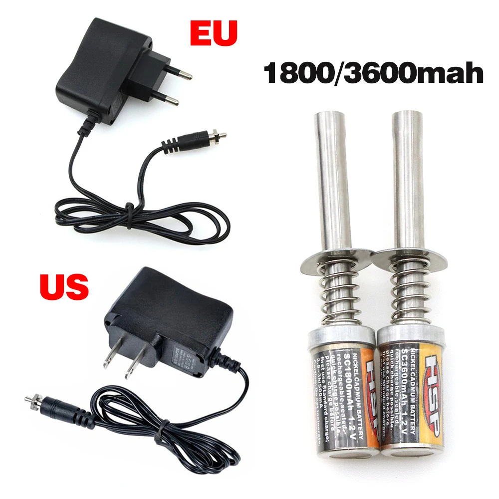 HSP RC Nitro 1.2 V 1800MAH 3600mah Glow Plug Igniter Suitable for RC Car 1/8 1/10 HSP 80101 Rechargeable Charger