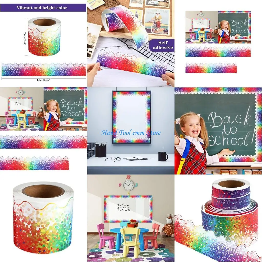 

H37F Colorful Confetti Border Sticker for Classroom Displays Bulletin Boards,