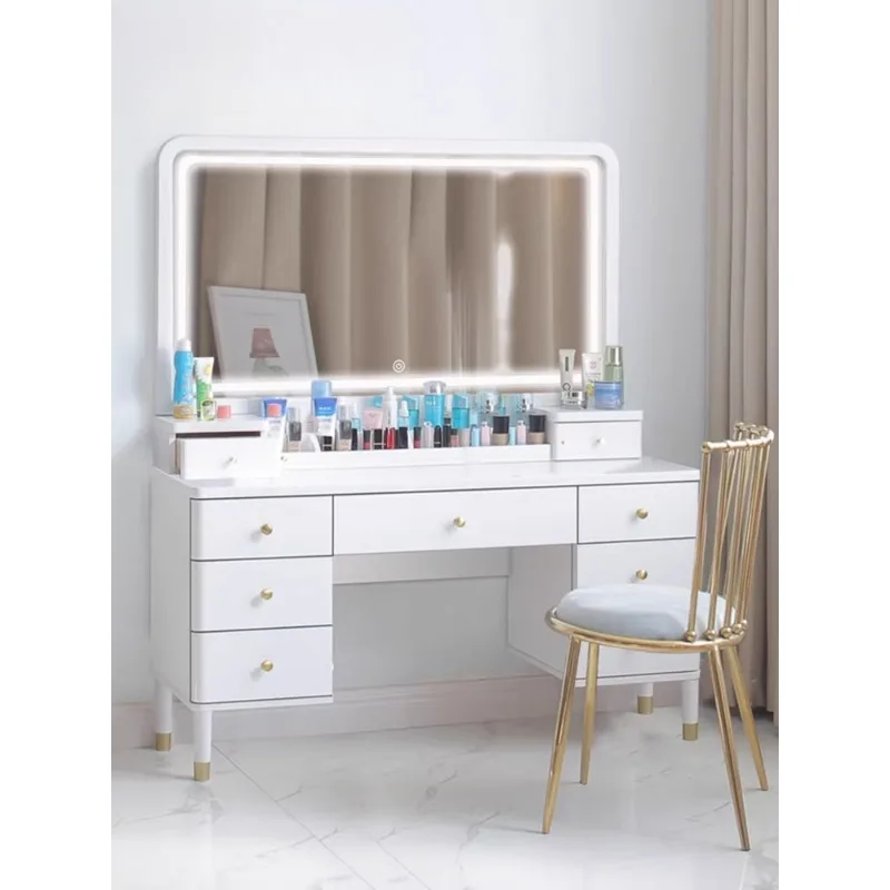

Solid wood dresser bedroom modern simple 1m/1.1/1 home bedroom large makeup table storage cabinet integrated