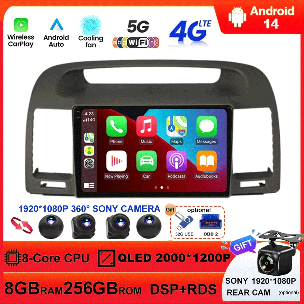 

Android 14 Car Radio For Toyota Camry 5 XV 30 2001 - 2006 Multimedia Video Player Stereo GPS Navigation 5G WIFI Wireless Carplay