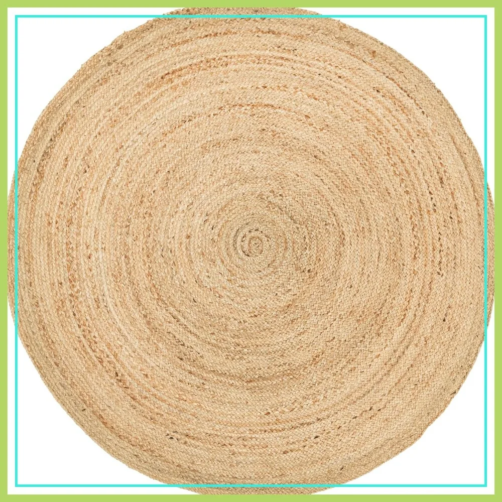 

6ft Round Natural Jute Rug Handwoven Braided Reversible Area Rug for Living Room Bedroom Kitchen