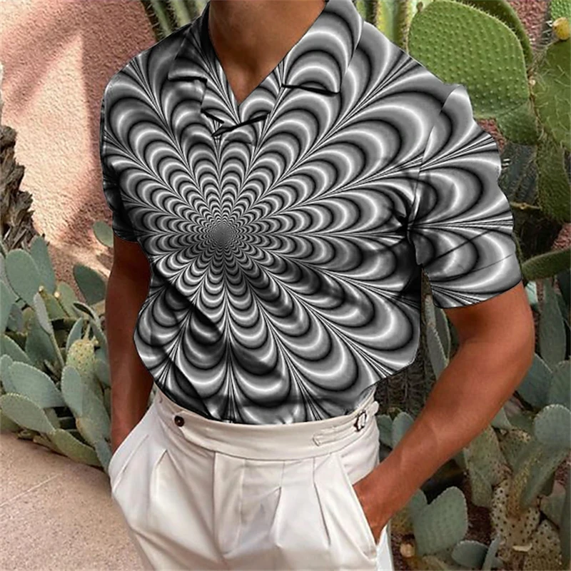 Vertigo Men's Polo Shirt Printing Hypnotic Graphic Visual 3d Printing Summer Fashion Male Casual Short Sleeve Tops Lapel Tee